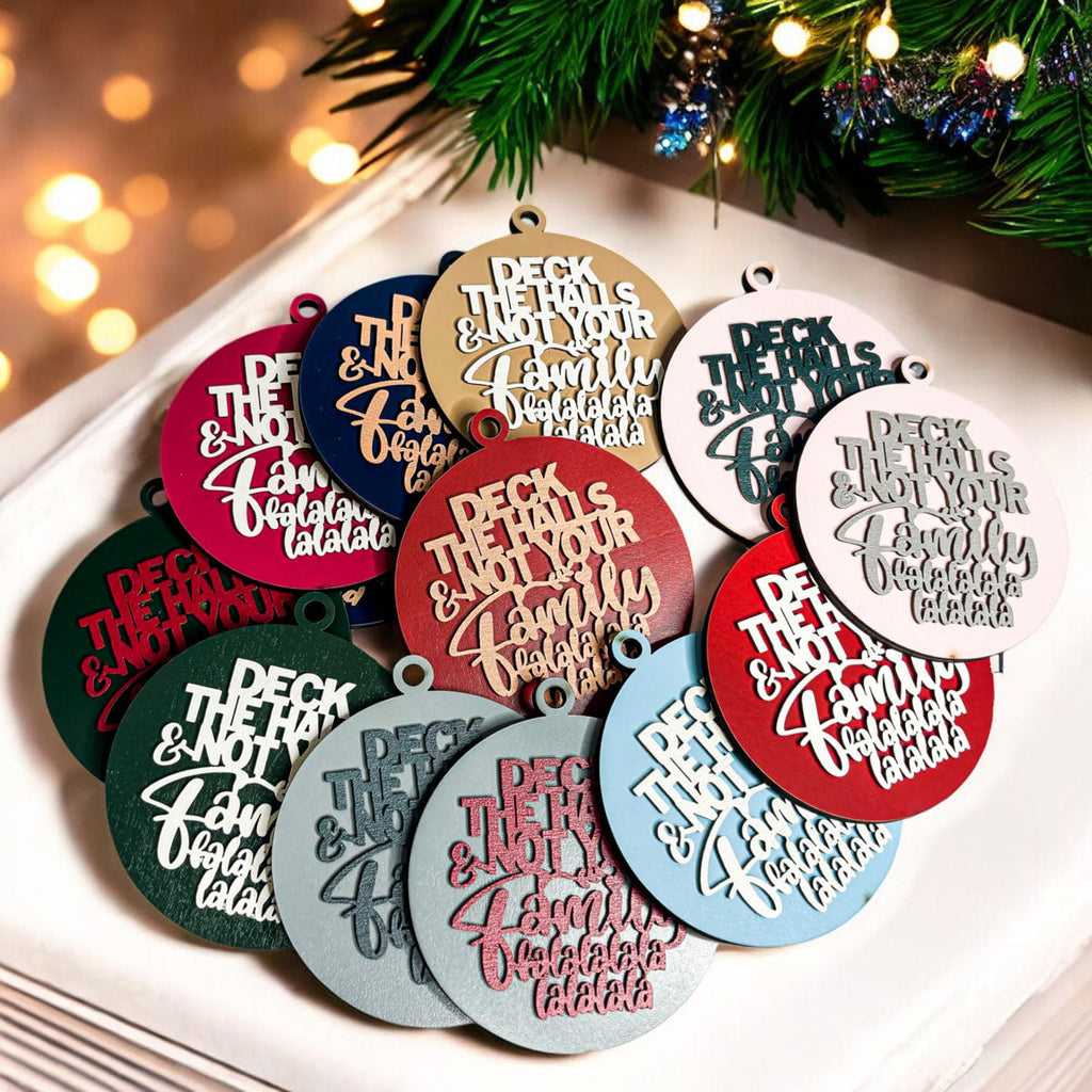 Imperfect Deck The Halls 3D Handcrafted Wooden Christmas Ornaments Set Limited Edition Hanging Decor BandsCo Straps