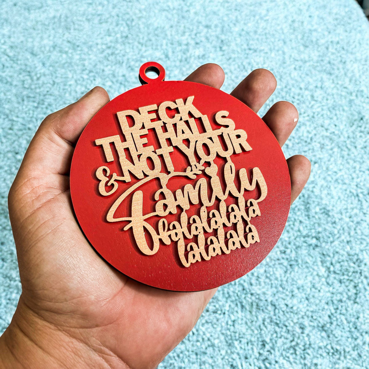 Imperfect Deck The Halls 3D Handcrafted Wooden Christmas Ornaments Set Limited Edition Hanging Decor BandsCo Straps