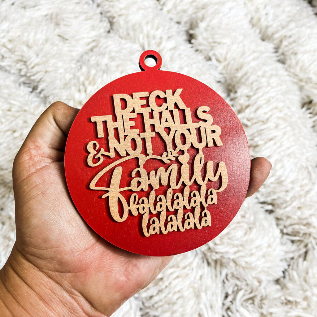 Imperfect Deck The Halls 3D Handcrafted Wooden Christmas Ornaments Set Limited Edition Hanging Decor BandsCo Straps