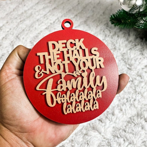 Imperfect Deck The Halls 3D Handcrafted Wooden Christmas Ornaments Set Limited Edition Hanging Decor BandsCo Straps
