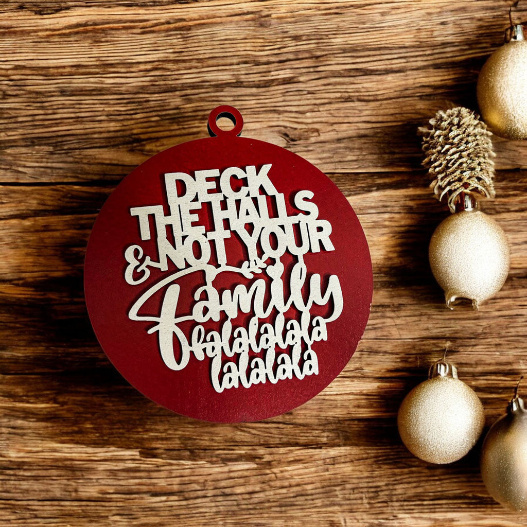 Imperfect Deck The Halls 3D Handcrafted Wooden Christmas Ornaments Set Limited Edition Hanging Decor BandsCo Straps