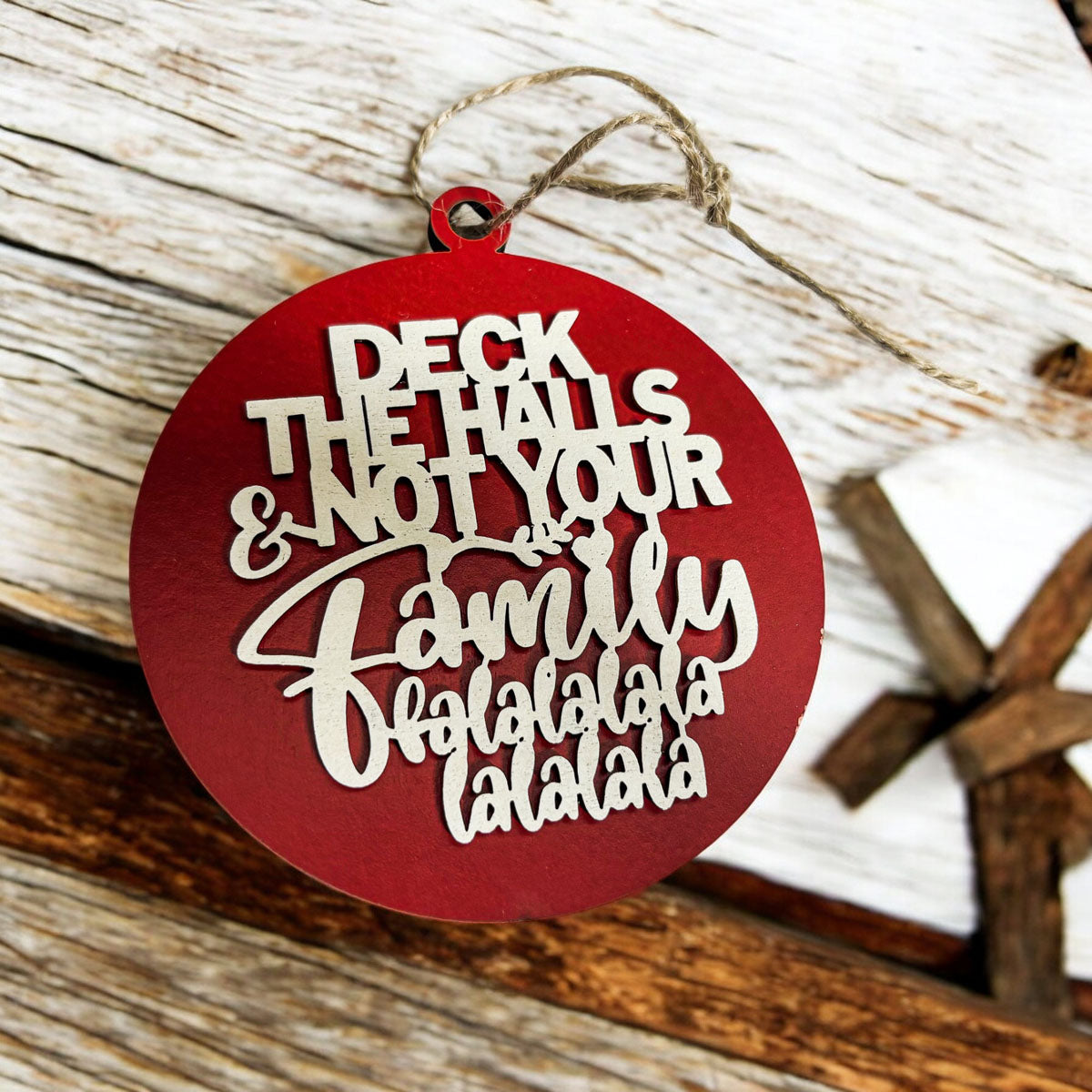 Imperfect Deck The Halls 3D Handcrafted Wooden Christmas Ornaments Set Limited Edition Hanging Decor BandsCo Straps