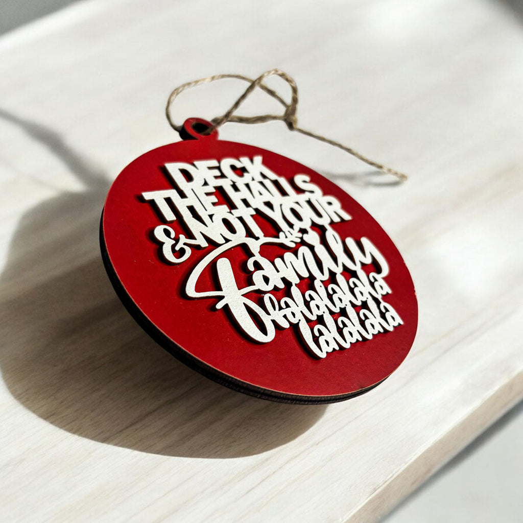 Imperfect Deck The Halls 3D Handcrafted Wooden Christmas Ornaments Set Limited Edition Hanging Decor BandsCo Straps
