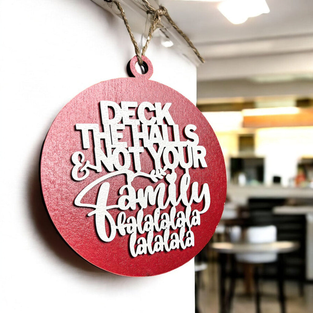 Imperfect Deck The Halls 3D Handcrafted Wooden Christmas Ornaments Set Limited Edition Hanging Decor BandsCo Straps