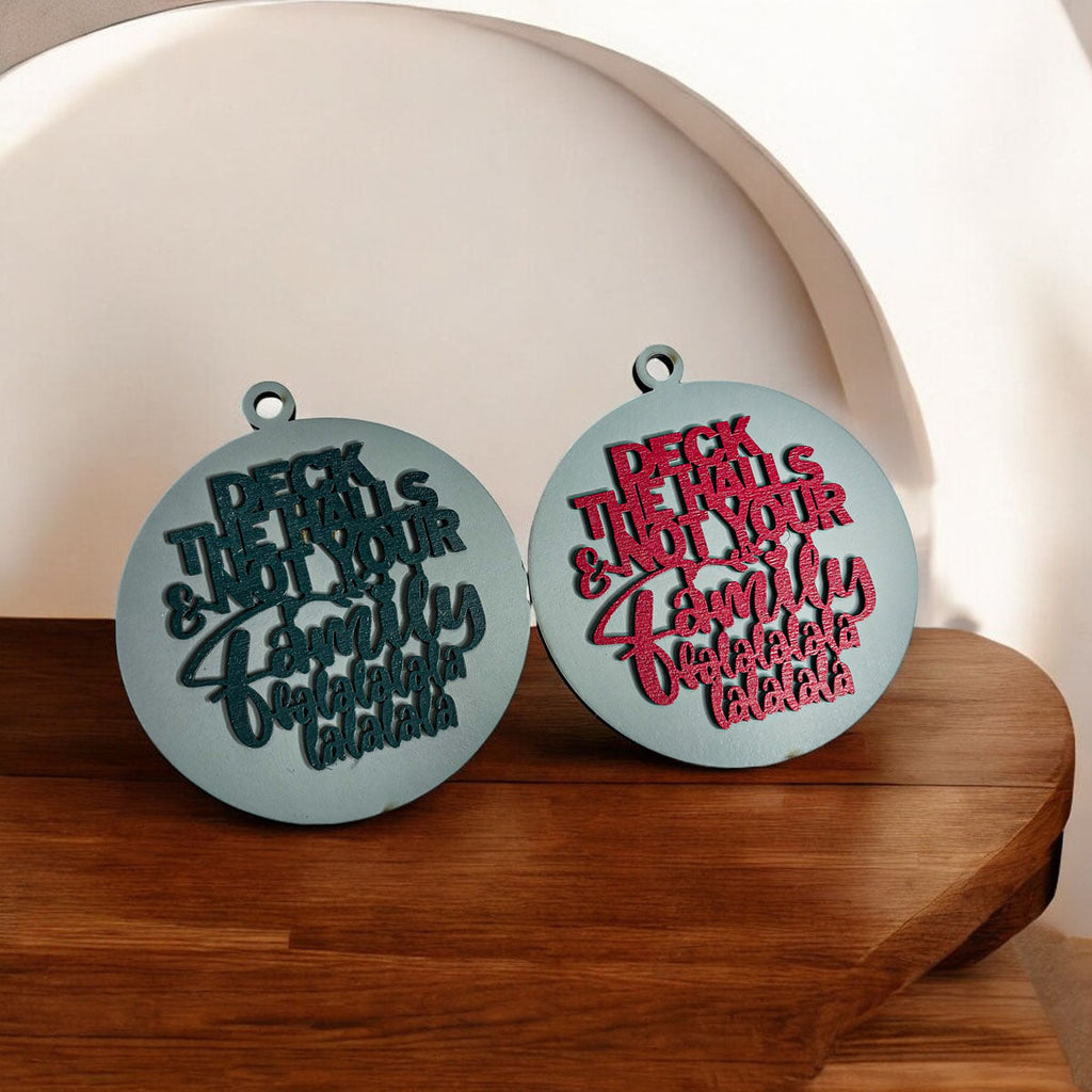 Imperfect Deck The Halls 3D Handcrafted Wooden Christmas Ornaments Set Limited Edition Hanging Decor BandsCo Straps