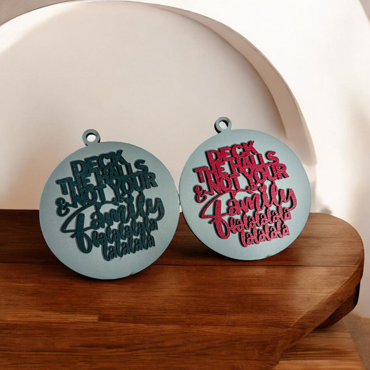 Imperfect Deck The Halls 3D Handcrafted Wooden Christmas Ornaments Set Limited Edition Hanging Decor BandsCo Straps