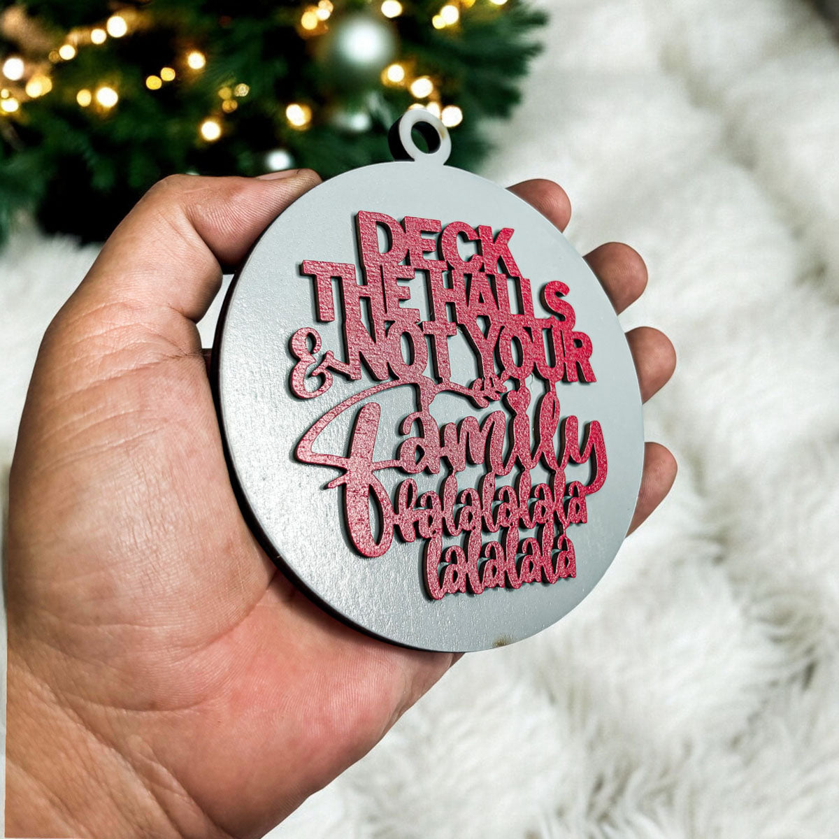 Imperfect Deck The Halls 3D Handcrafted Wooden Christmas Ornaments Set Limited Edition Hanging Decor BandsCo Straps