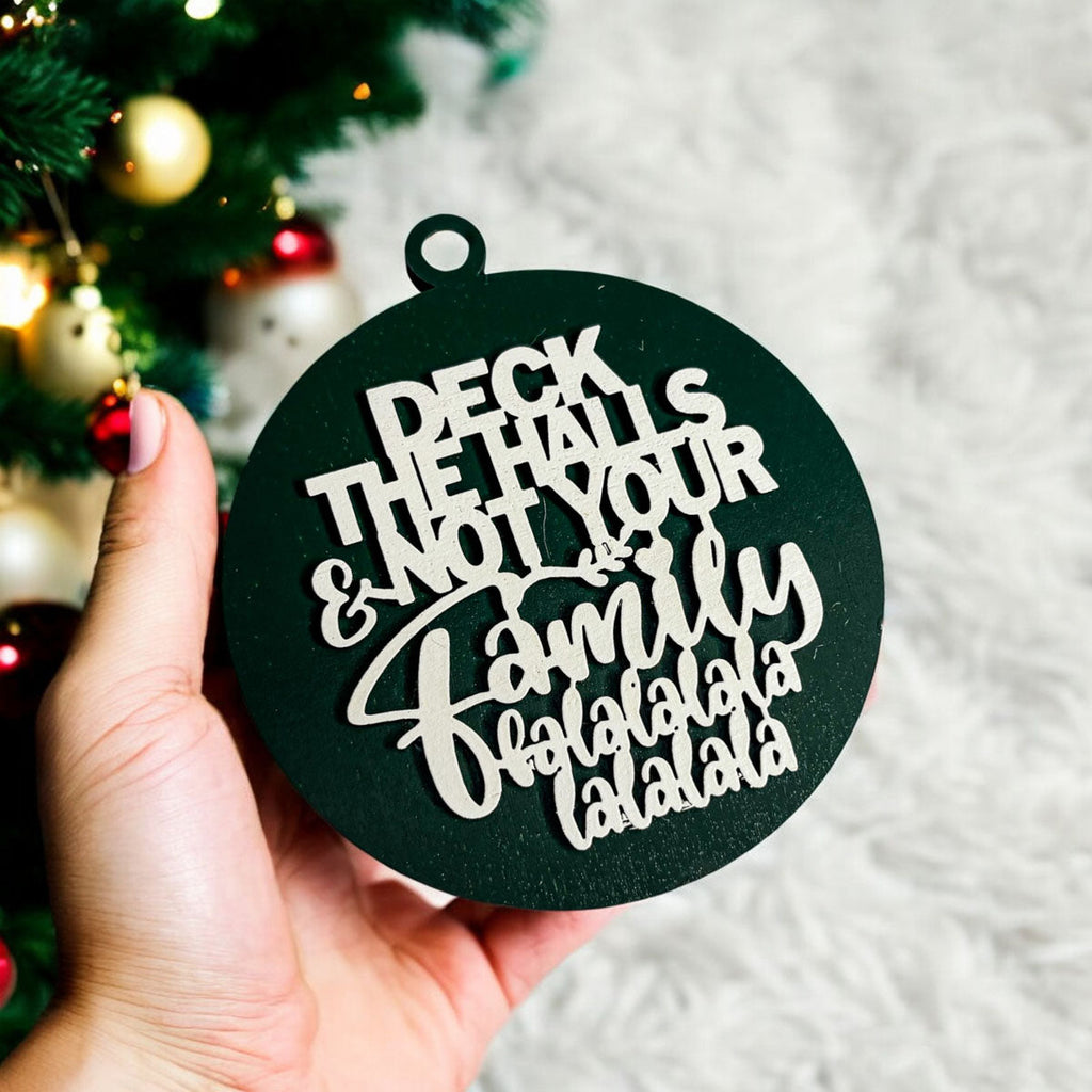 Imperfect Deck The Halls 3D Handcrafted Wooden Christmas Ornaments Set Limited Edition Hanging Decor BandsCo Straps