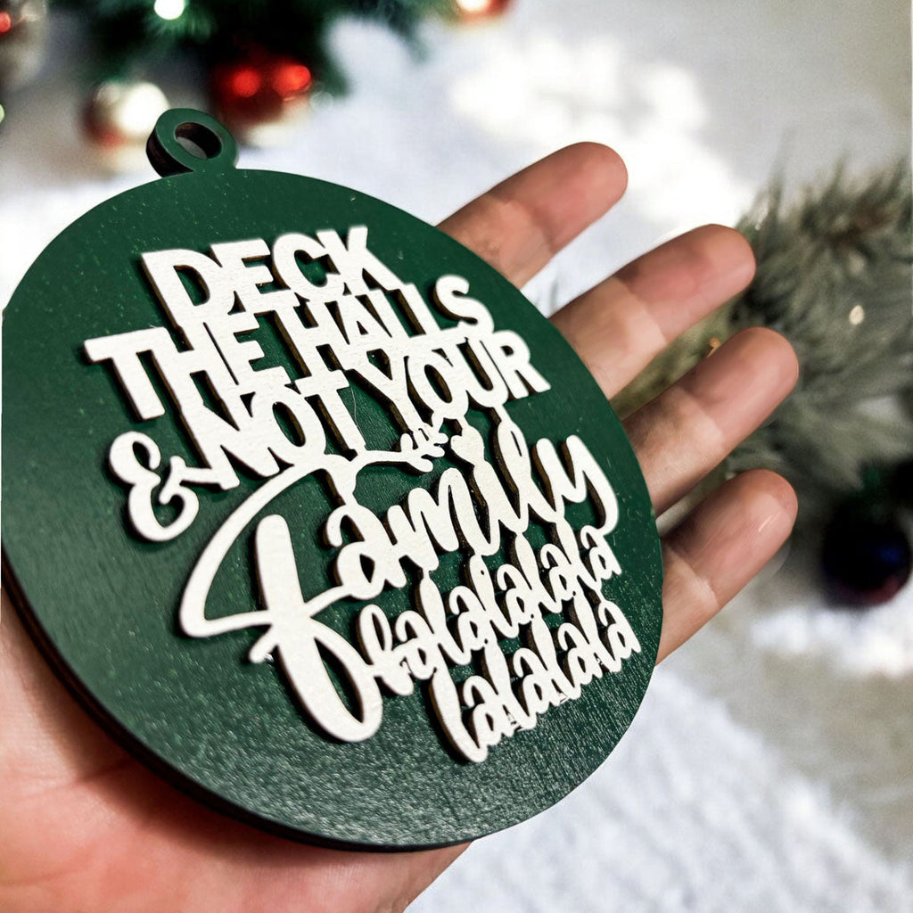 Imperfect Deck The Halls 3D Handcrafted Wooden Christmas Ornaments Set Limited Edition Hanging Decor BandsCo Straps