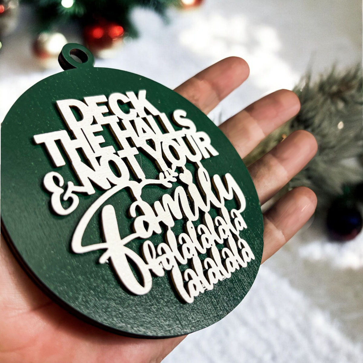 Imperfect Deck The Halls 3D Handcrafted Wooden Christmas Ornaments Set Limited Edition Hanging Decor BandsCo Straps
