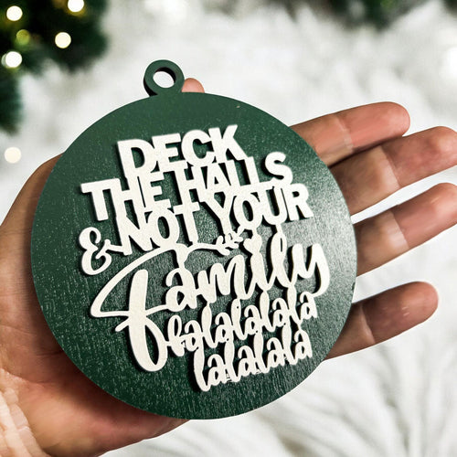 Deck The Halls 12 Colors Wooden Holiday Ornament With Cheeky Fa La La Lyrics And Rustic Finish