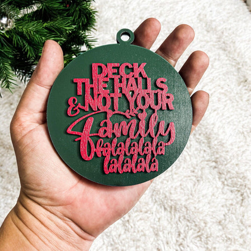 Imperfect Deck The Halls 3D Handcrafted Wooden Christmas Ornaments Set Limited Edition Hanging Decor BandsCo Straps