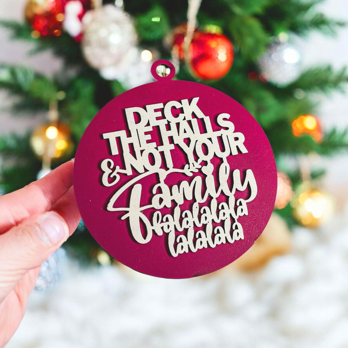Imperfect Deck The Halls 3D Handcrafted Wooden Christmas Ornaments Set Limited Edition Hanging Decor BandsCo Straps