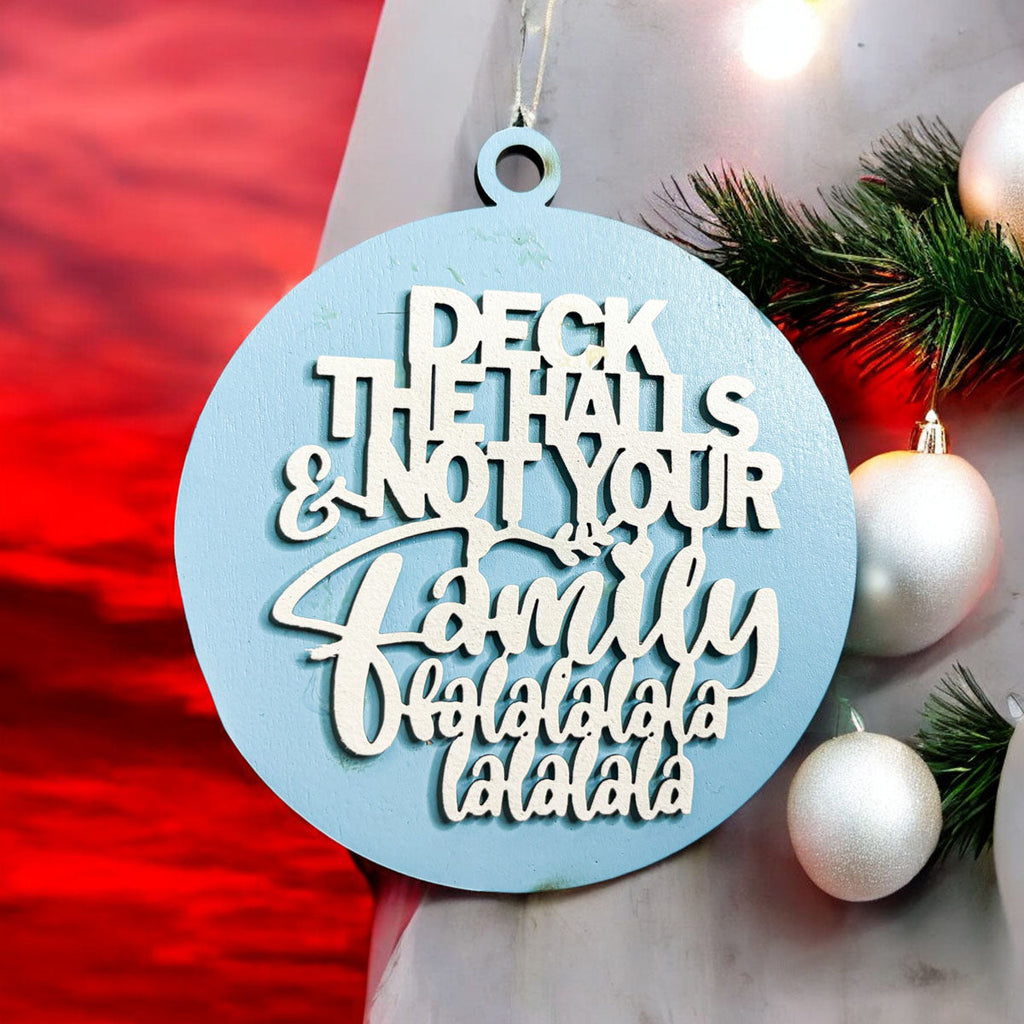 Imperfect Deck The Halls 3D Handcrafted Wooden Christmas Ornaments Set Limited Edition Hanging Decor BandsCo Straps