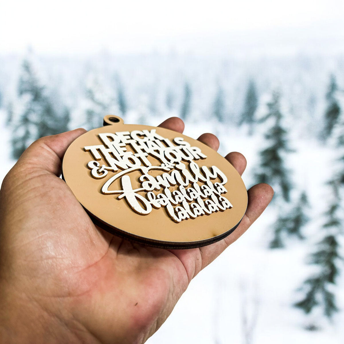 Imperfect Deck The Halls 3D Handcrafted Wooden Christmas Ornaments Set Limited Edition Hanging Decor BandsCo Straps