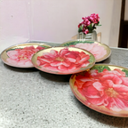 Rose Decoupage Trinket Tray Gold Leaf Vintage Jewelry Dish Coaster BandsCo Straps