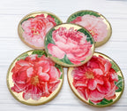 Rose Decoupage Trinket Tray Gold Leaf Vintage Jewelry Dish Coaster BandsCo Straps