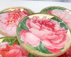 Rose Decoupage Trinket Tray Gold Leaf Vintage Jewelry Dish Coaster BandsCo Straps