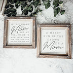 Mom Bun Double Sided 7 Inch Sign 7x7x1.5 Wooden Mom Anthem Home Decor Gift For Mothers