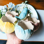 Pastel Easter Tidbit Dish Dolomite Bunny Or Bird 7in Spring Table Decor BandsCo Straps
