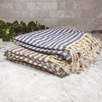 Nautical Turkish Towel 180GSM Cotton Peshtemal Beach Towel Light Quick Dry