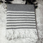 Mediterranean Cotton Bath Towel 180GSM Lightweight Gray Blue Summer BandsCo Straps