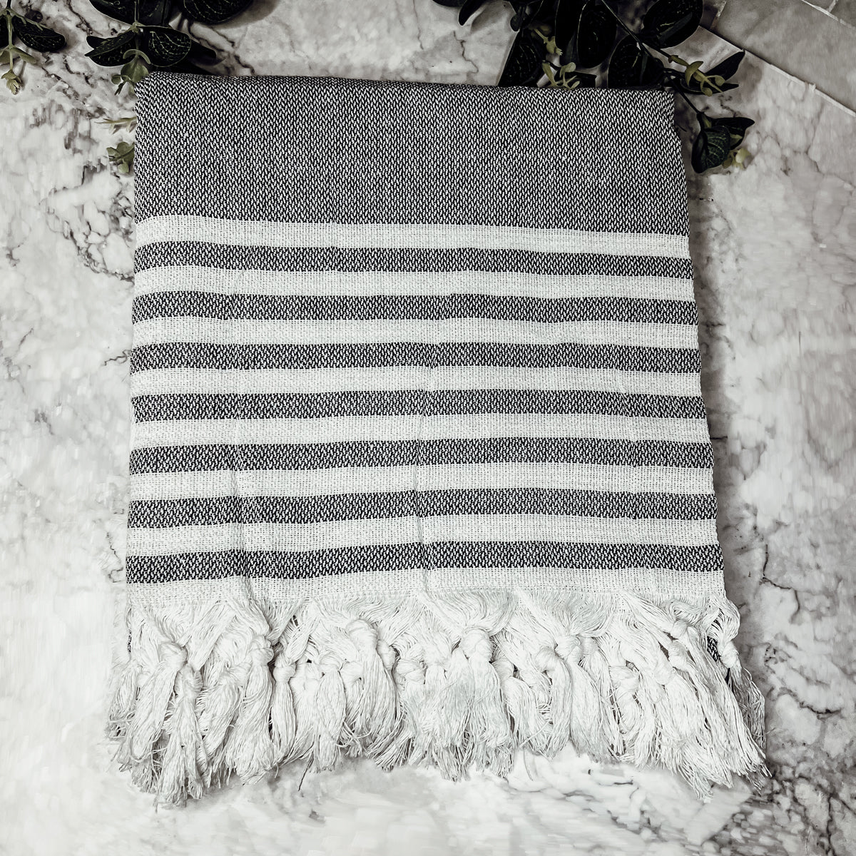 Mediterranean Cotton Bath Towel 180GSM Lightweight Gray Blue Summer BandsCo Straps