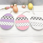 Easter Wooden Hanging Ornaments Set Rustic Spring Home Decor Bunny Egg Chick Handmade BandsCo Straps