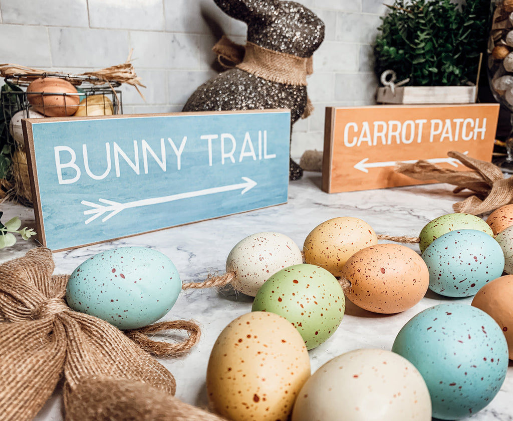 Limited Bunny Trail Carrot Patch Wooden Easter Signs Pastel Spring Decor BandsCo Straps