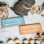Limited Bunny Trail Carrot Patch Wooden Easter Signs Pastel Spring Decor BandsCo Straps
