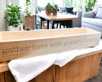 Gather Wooden Tray Long Box Centerpiece 20x12 Rustic Handmade Planter Decorative Storage BandsCo Straps