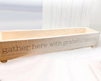 Gather Wooden Tray Long Box Centerpiece 20x12 Rustic Handmade Planter Decorative Storage BandsCo Straps