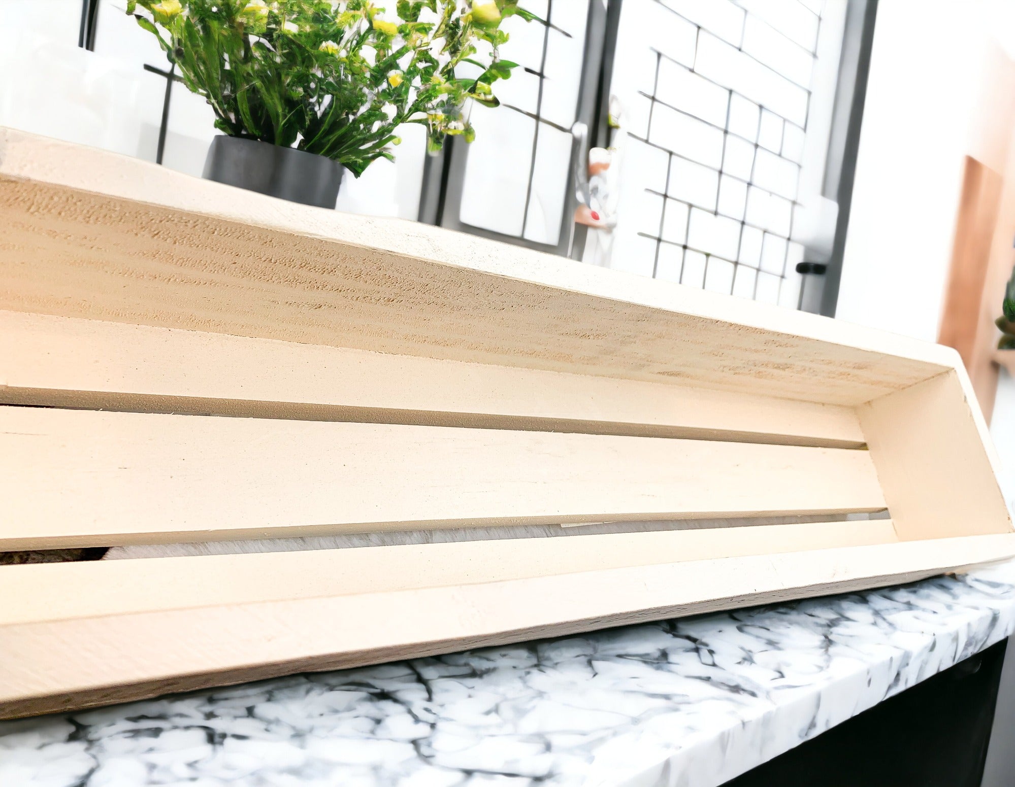 Gather Wooden Tray Long Box Centerpiece 20x12 Rustic Handmade Planter Decorative Storage BandsCo Straps