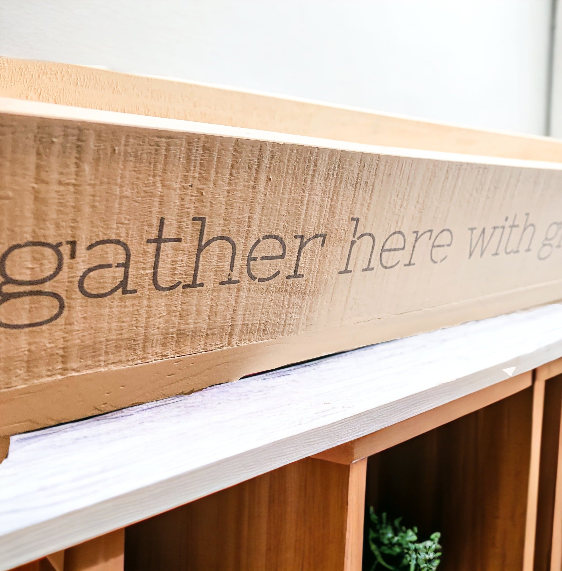 Gather Wooden Tray Long Box Centerpiece 20x12 Rustic Handmade Planter Decorative Storage BandsCo Straps