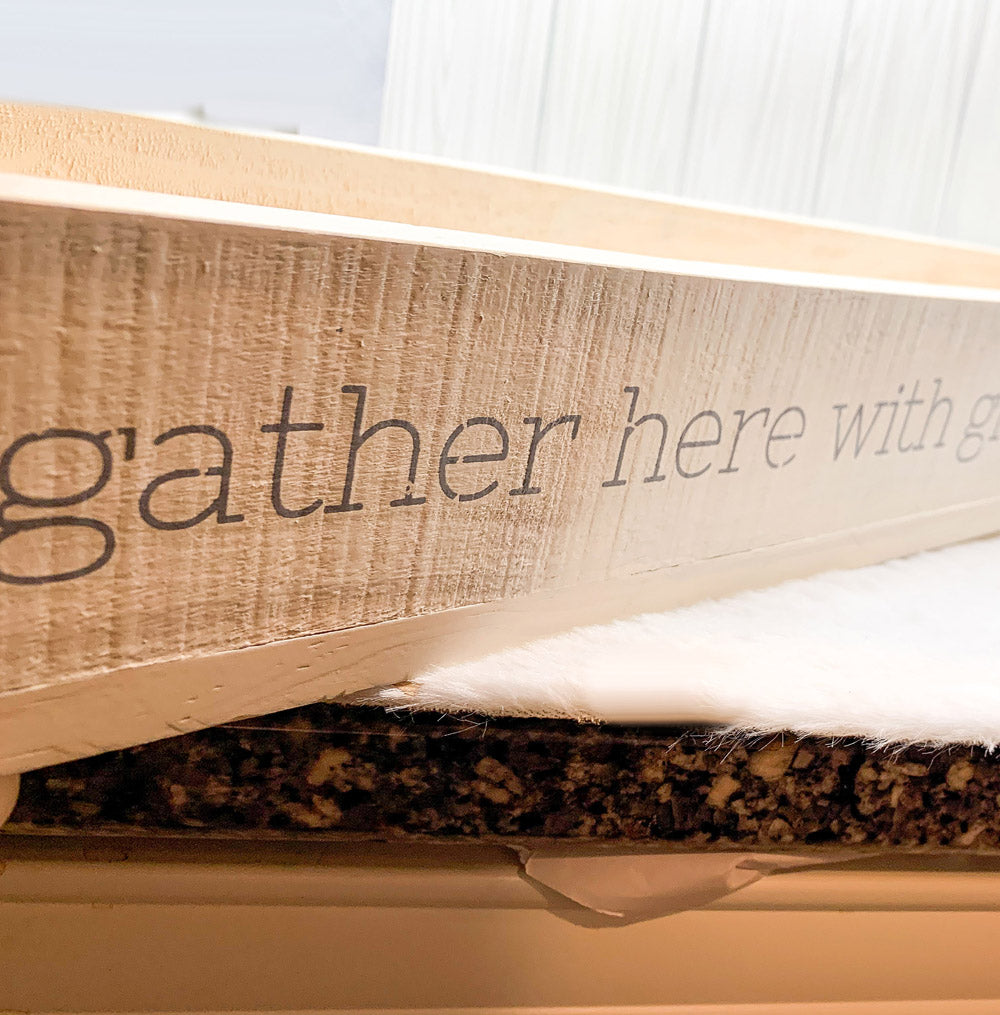 Gather Wooden Tray Long Box Centerpiece 20x12 Rustic Handmade Planter Decorative Storage BandsCo Straps