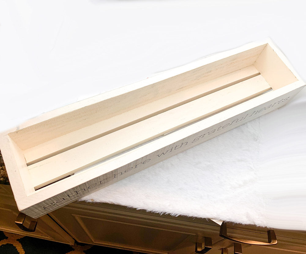 Gather Wooden Tray Long Box Centerpiece 20x12 Rustic Handmade Planter Decorative Storage BandsCo Straps