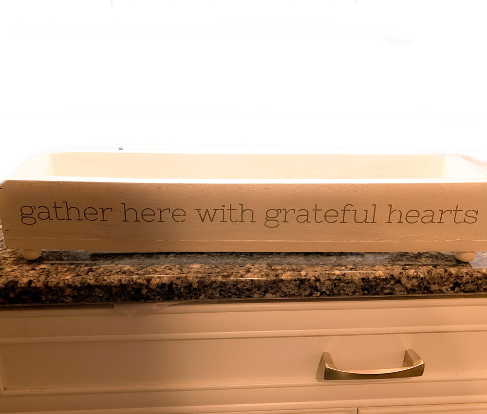 Gather Wooden Tray Long Box Centerpiece 20x12 Rustic Handmade Planter Decorative Storage BandsCo Straps