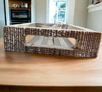 Farmhouse Modern Wooden Tray Black White Striped Decorative Serving Tray 10 x 6 x 1.5 Inch BandsCo Straps