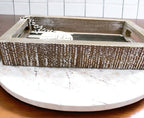 Farmhouse Modern Wooden Tray Black White Striped Decorative Serving Tray 10 x 6 x 1.5 Inch BandsCo Straps