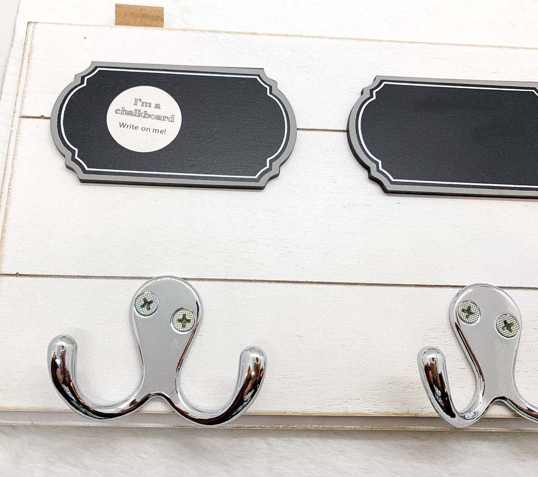 Wood Hookboard With Chalkboard Label And Single Hook For Coats Hats Keys 4.75 x 6.75 x 0.75 BandsCo Straps