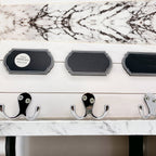 Chalkboard Wood Coat Hanger - Triple Hook Board With 3 Chalk Labels 15x6.75 BandsCo Straps