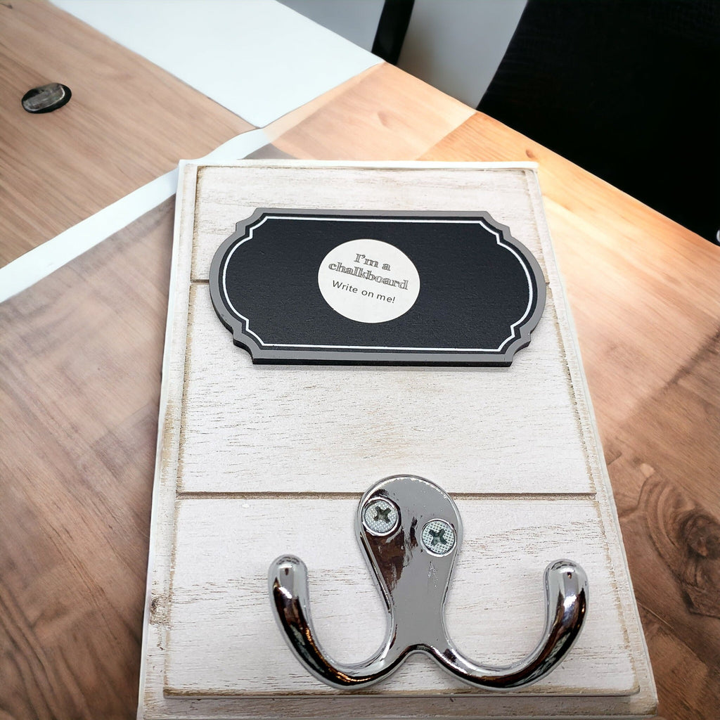 Wood Hookboard With Chalkboard Label And Single Hook For Coats Hats Keys 4.75 x 6.75 x 0.75 BandsCo Straps