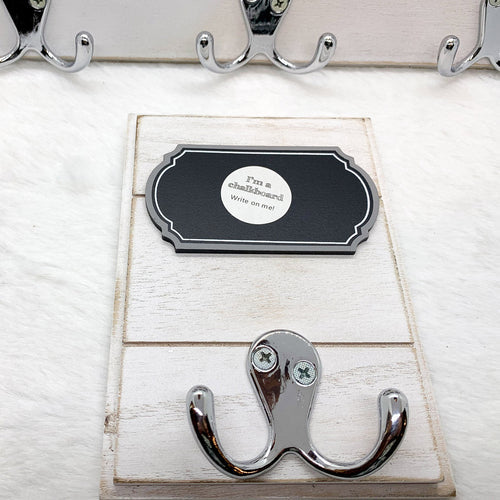 Chalkboard Wood Coat Hanger - Triple Hook Board With 3 Chalk Labels 15x6.75 BandsCo Straps