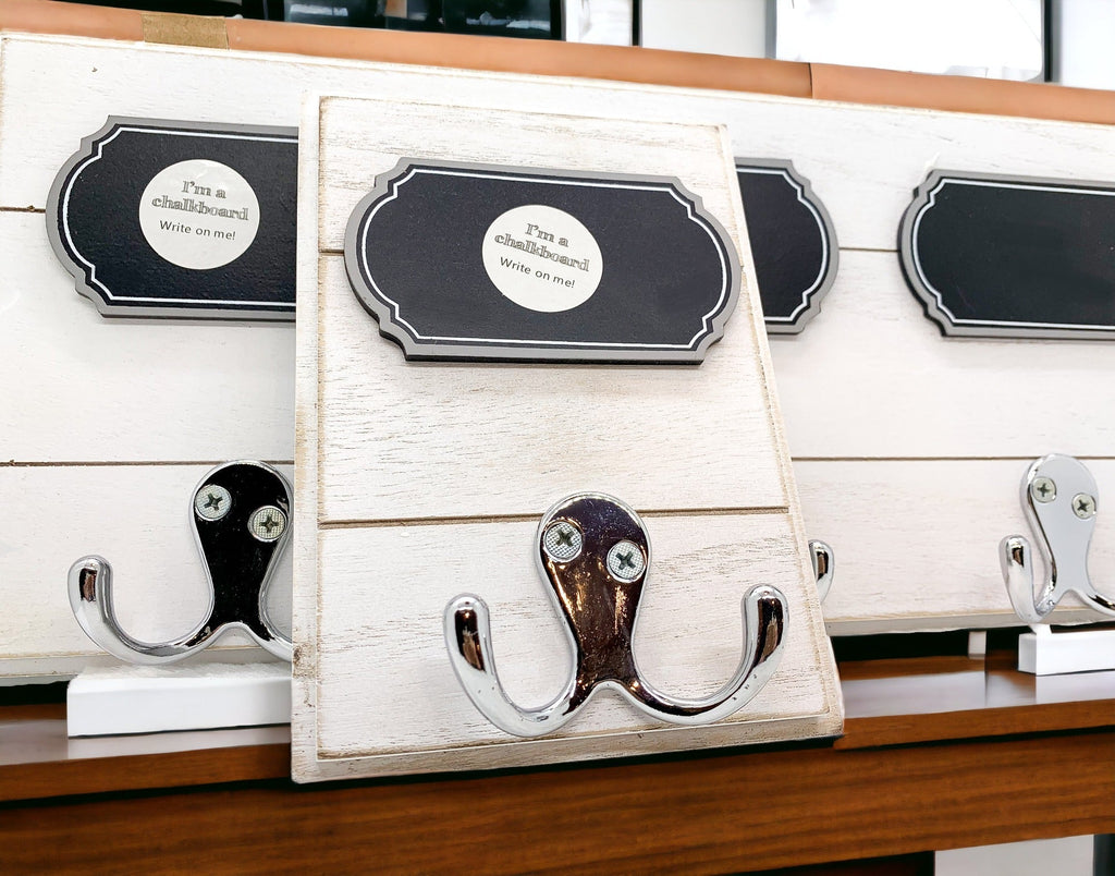 Wood Hookboard With Chalkboard Label And Single Hook For Coats Hats Keys 4.75 x 6.75 x 0.75 BandsCo Straps