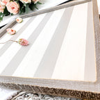Gray White Striped Wooden Charger Tray 15x15x0.5 Inch Decorative Serving Tray Minimalist Home BandsCo Straps