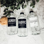 32oz Clear Glass Reusable Dispenser Bottle Black Twist Top BandsCo Straps
