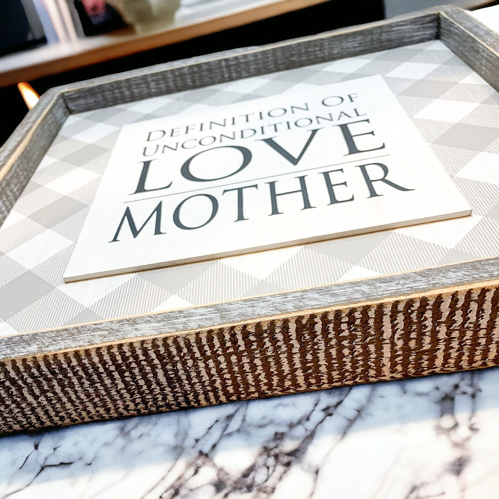 Unconditional Love Wood Sign 12x12 Framed Rustic Mother's Day Gift For Mom Definition Wall Decor BandsCo Straps