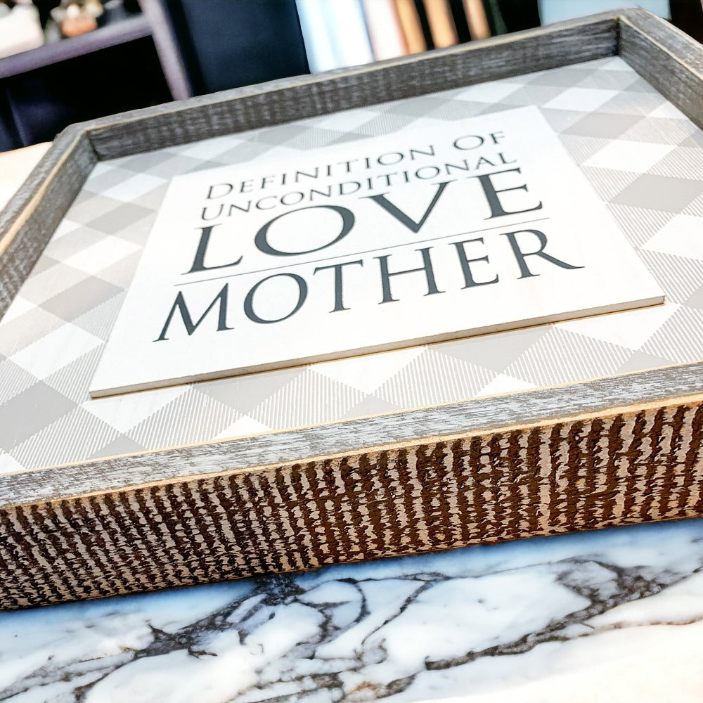 Unconditional Love Wood Sign 12x12 Framed Rustic Mother's Day Gift For Mom Definition Wall Decor BandsCo Straps