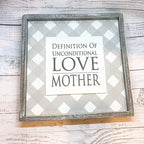 Unconditional Love Wood Sign 12x12 Framed Rustic Mother's Day Gift For Mom Definition Wall Decor BandsCo Straps