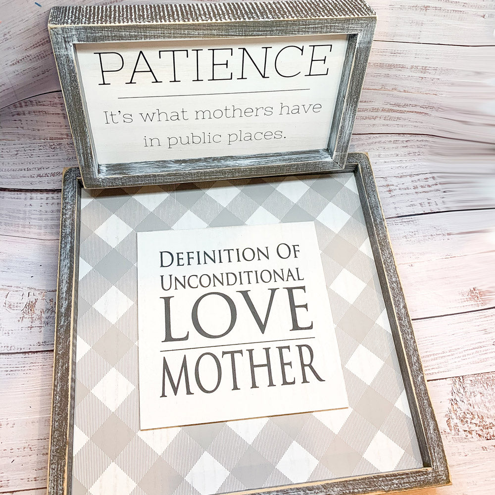 Unconditional Love Wood Sign 12x12 Framed Rustic Mother's Day Gift For Mom Definition Wall Decor BandsCo Straps